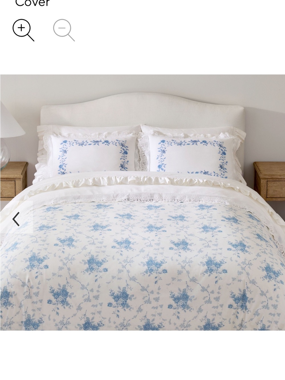 NEW Pottery Barn LoveShackFancy White Duvet & Shams with Blue Rose Print - Picture 6 of 16